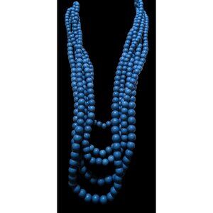 Lisa E Multilayer Blue Beaded Necklace